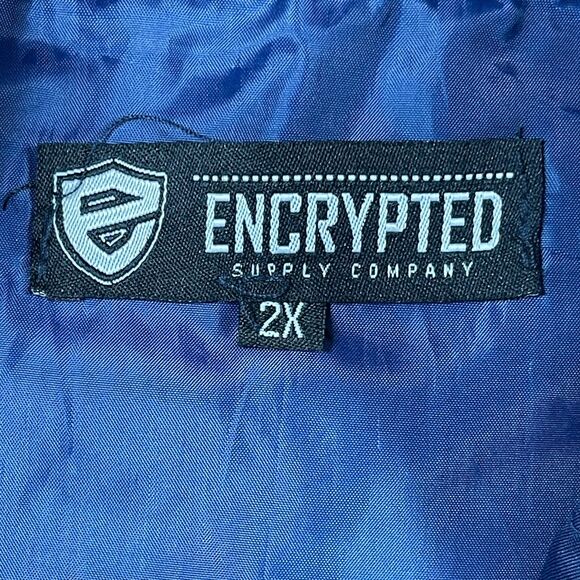 Encrypted Supply Company Jacket Mens 2X Blue Green Pull Over Quarter Zip Hooded - Picture 6 of 14
